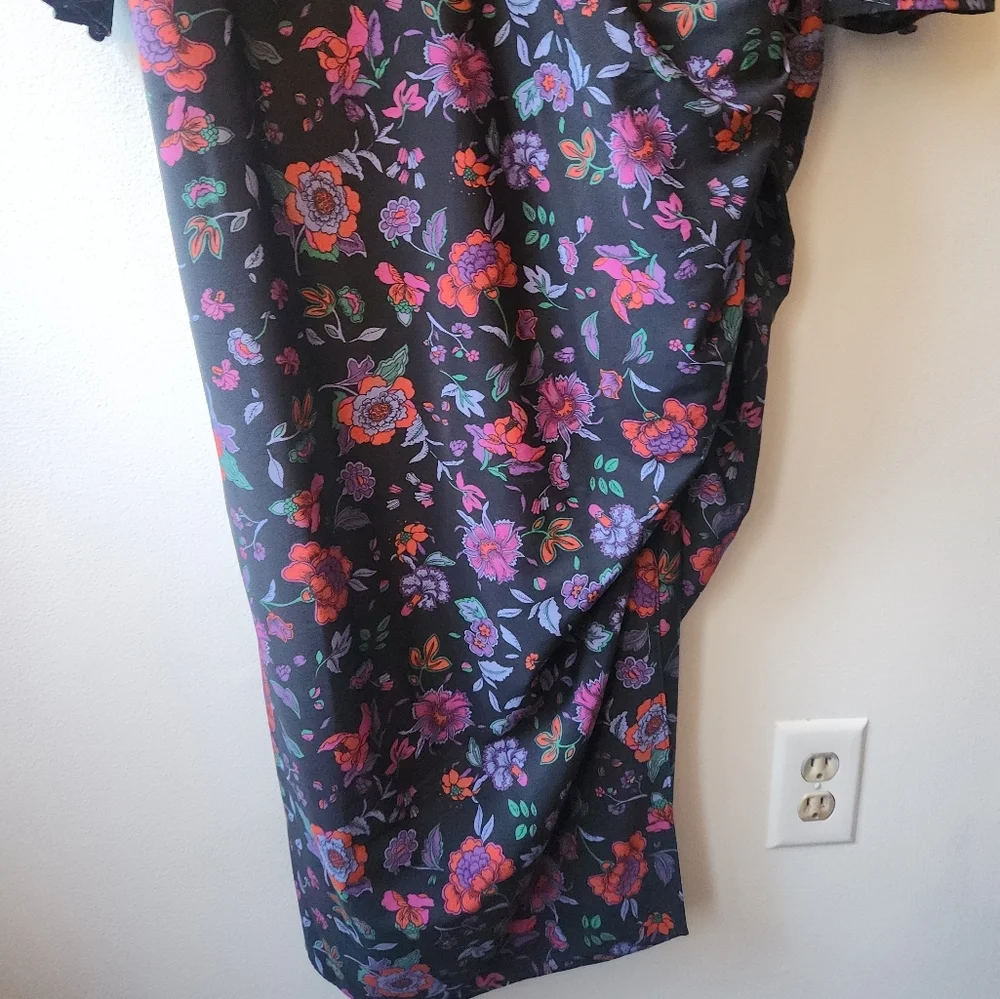 NWT Veronica Beard Selena Floral Sheath Maxi Ruched Silk Dress, size 20 - Picture 8 of 15